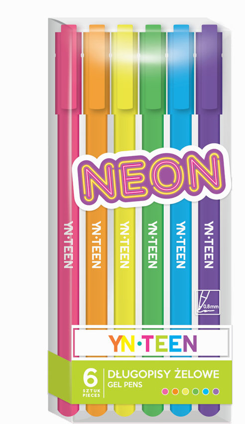 Długopis Żelowe 6Szt. Neon  /Interdruk