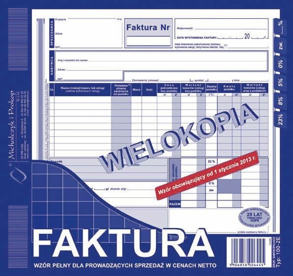 Faktura Netto 2/3 A4 Wielok. 100-2E /MiP