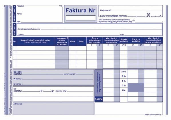 Faktura Netto A5 Wielok. Poziom 100-3E /MiP