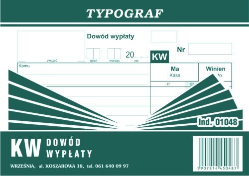 KW Dowód Wypłaty A6 Wielok. 01048 /Typograf