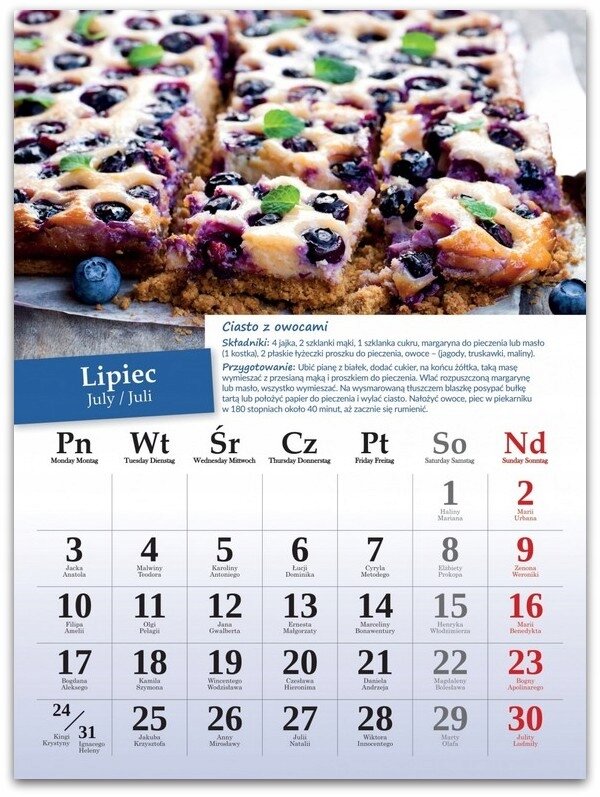 Kalendarz B4 Kulinarny Z Przepisami 2023  /Artsezon