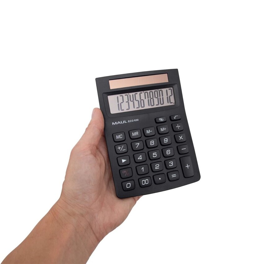 Kalkulator Biurkowy Eco 650,12-Pozycyjny Czarny Maul