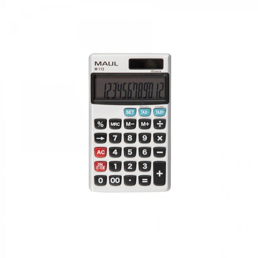 Kalkulator Kieszonkowy M 112, 12-Pozycyjny, Obliczanie Podatku, Srebrny Maul