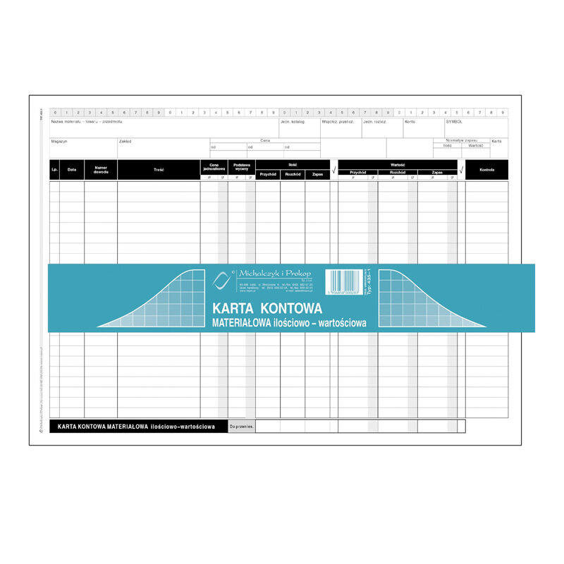 Karta Kontowa Materiałowa Ilościowo-wartościowa A4 20k /MiP