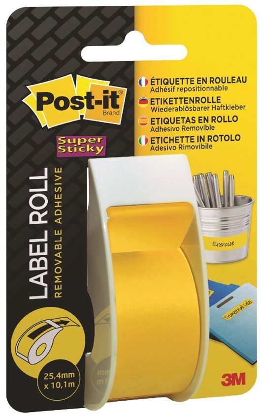 Karteczki Samoprzylepne W Rolce Post-It Super Sticky 25Mmx10M Żółte