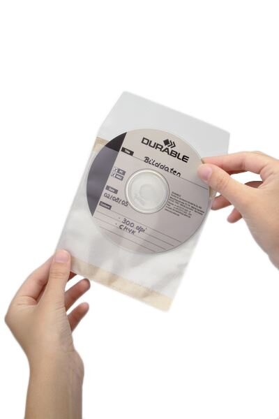 Kieszeń Samoprzylepna na CD/DVD Ochronna Wyściółka CD Fix PP 10szt. Przezroczysta /Durable 521019