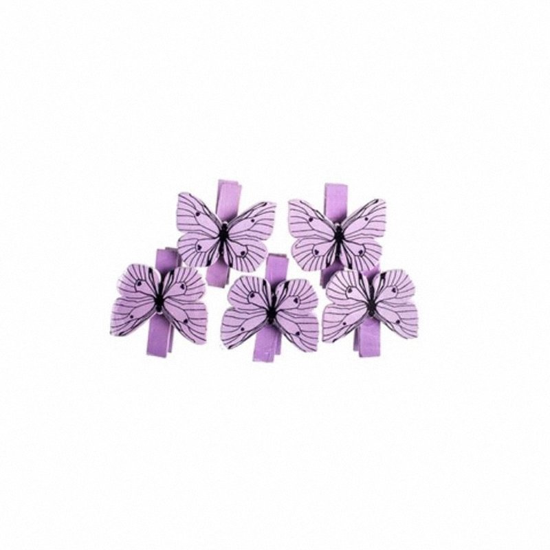 Klamerki Drewniane A'5 [CEOZ-103] Motylki Lilac  /DpCraft