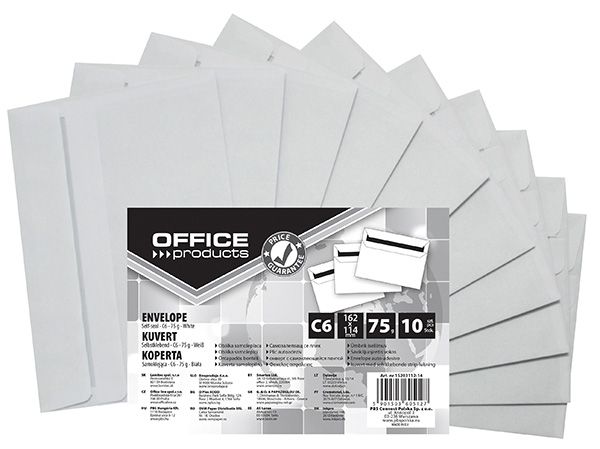 Koperty Samoklejące Office Products Sk C6 114X162mm 75Gsm 10Szt. Białe