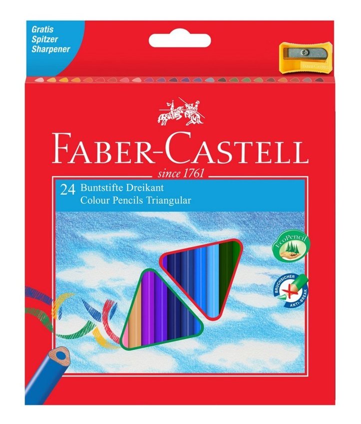 Kredki Eco Colour Trójkątne 24 Kol. + Temperówka Opakowanie Karton Faber-Castell