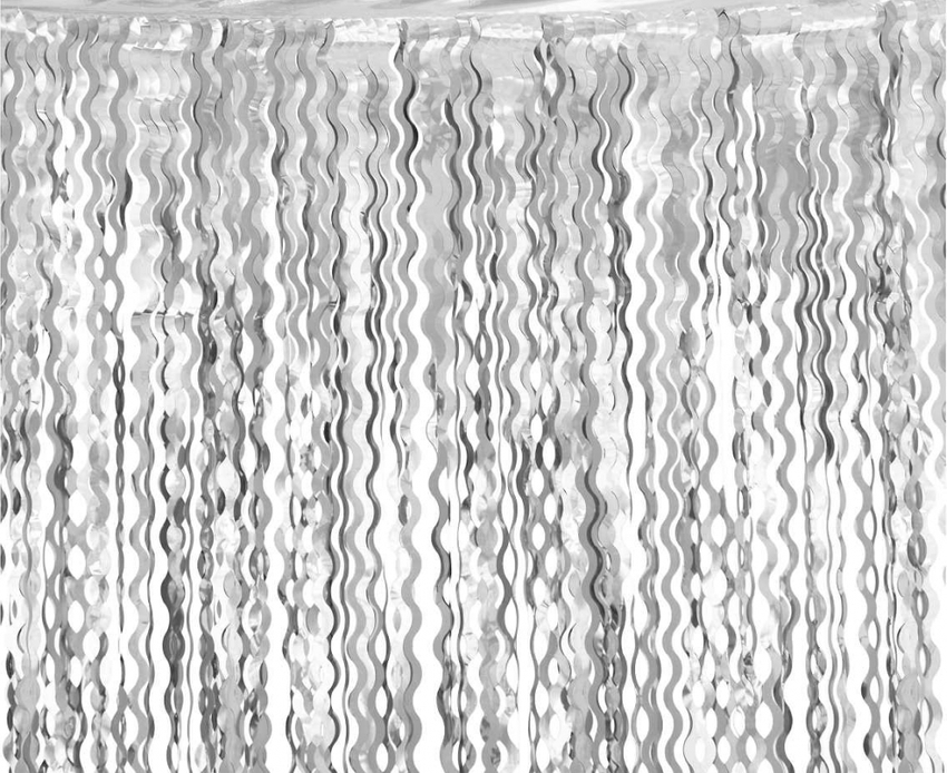 Kurtyna dekoracyjna B&C spirale metaliczna srebrna 100x200 cm  /GoDan