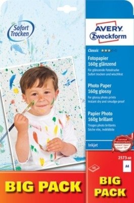 Papier Fotograficzny Powlekany Mega Pack 160g 60szt. Avery 210x297 Biały Wysokobłyszczący No.2573-60