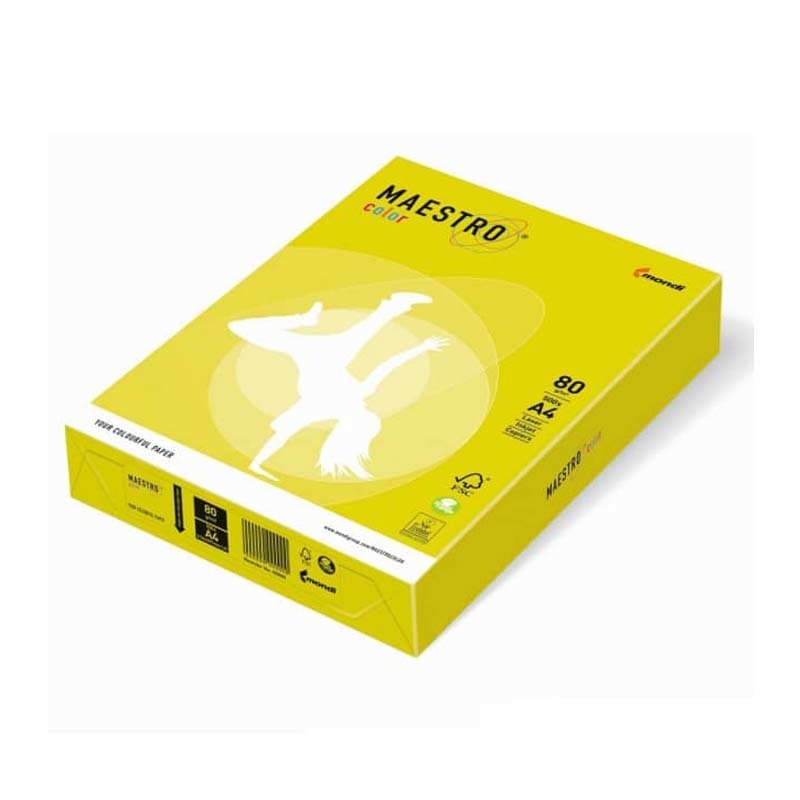Papier Xero Maestro A4 80g Neony NEOGB Jaskrawy Neonowy Żółty /Mondi