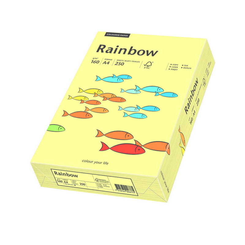 Papier Xero Rainbow A4 160G Żółty Jasny R 12