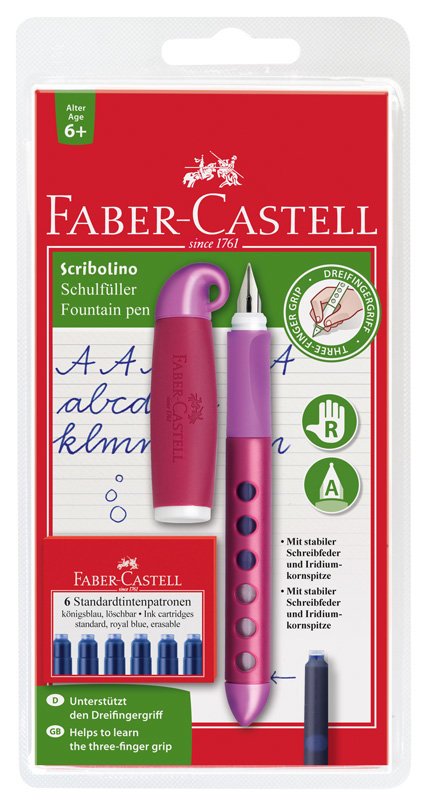 Pióro Wieczne Scribolino Dla Praworęcznych + 6 Naboi Blister Faber-Castell