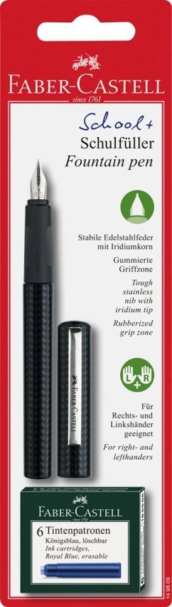 Pióro Wieczne Szkolne Carbon Look + 6 Naboi  Faber-Castell