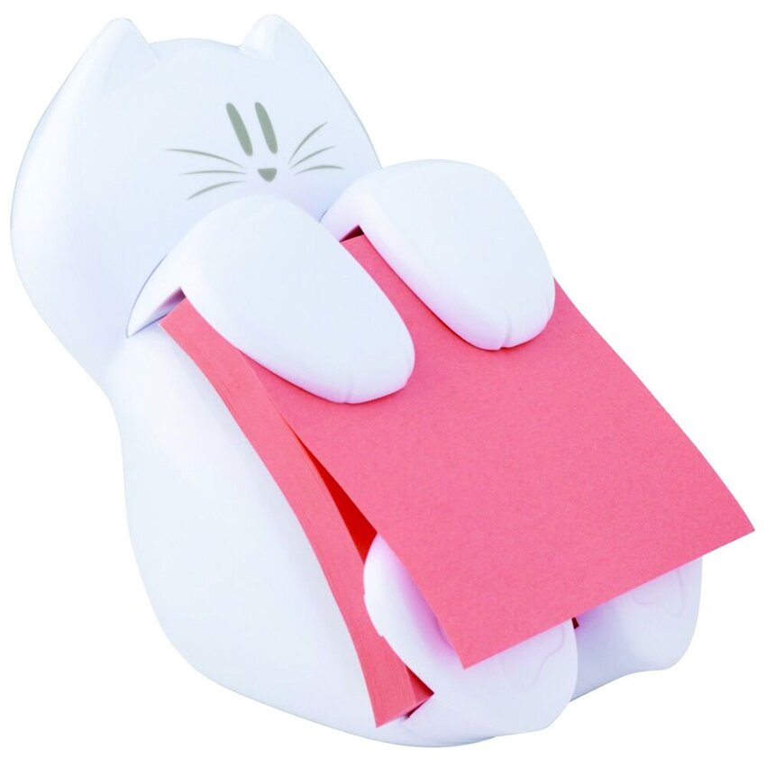Podajnik Do Bloczków Samoprzylepnych Post-It Kotek (Cat-330) Biały W Zestawie 1 Bloczek Super Sticky Z-Notes