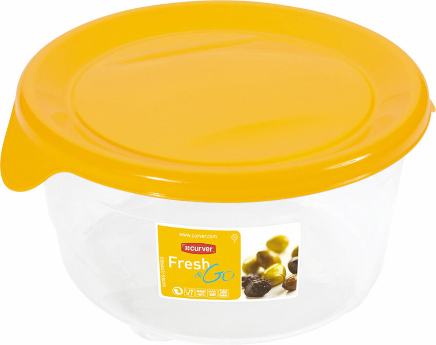 Pojemnik Na Żywność Okrągły Fresh&Go 0,5L Żółty Transparentny / Curver 182261