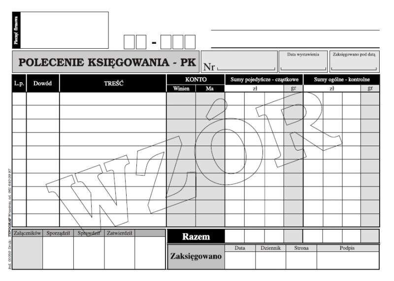 Polecenie Księgowania PK A5 Wielokop. Poziom 01050 /Typograf