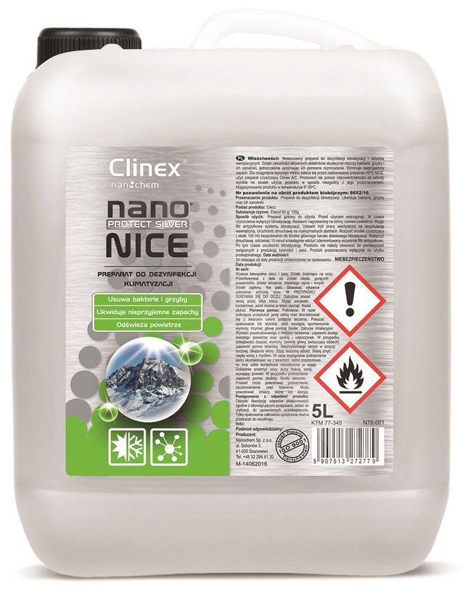 Preparat Do Dezynfekcji Układów Klimatyzacji I Wentylacji Clinex Nano Protect Silver Nice 5L 70-345