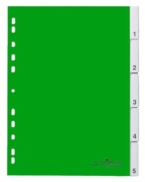 Przekładki do Segregatorów 1-5 Indeksy Zgrzane PP A4 Zielony /Durable 644005