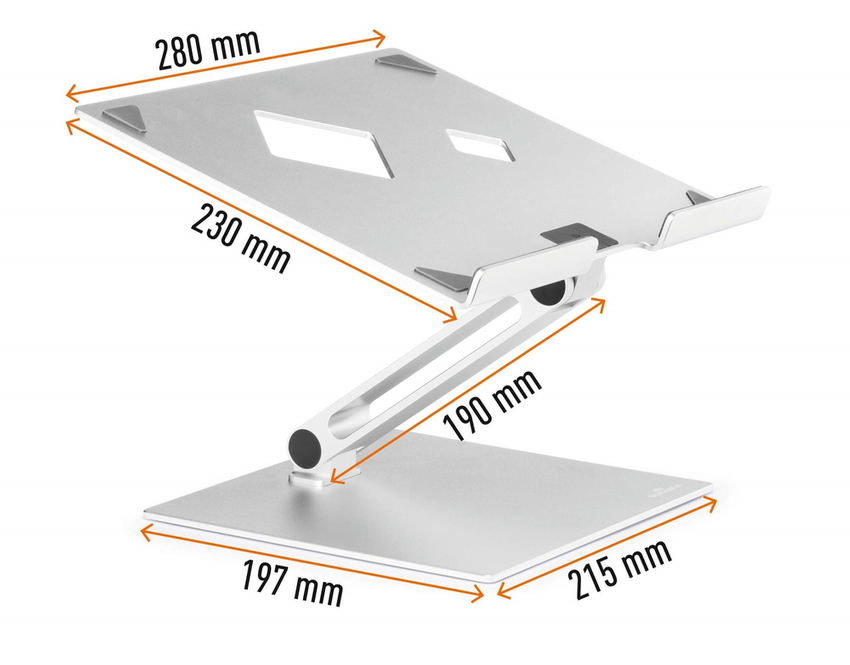 Regulowany uchwyt aluminiowy do laptopa RISE / Durable