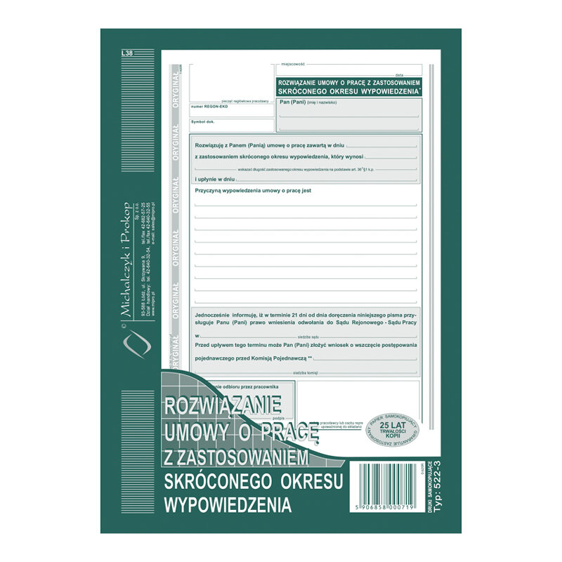 Rozwiązanie Umowy o Pracę ze Skr. Okresu Wyp. A5 40k /MiP