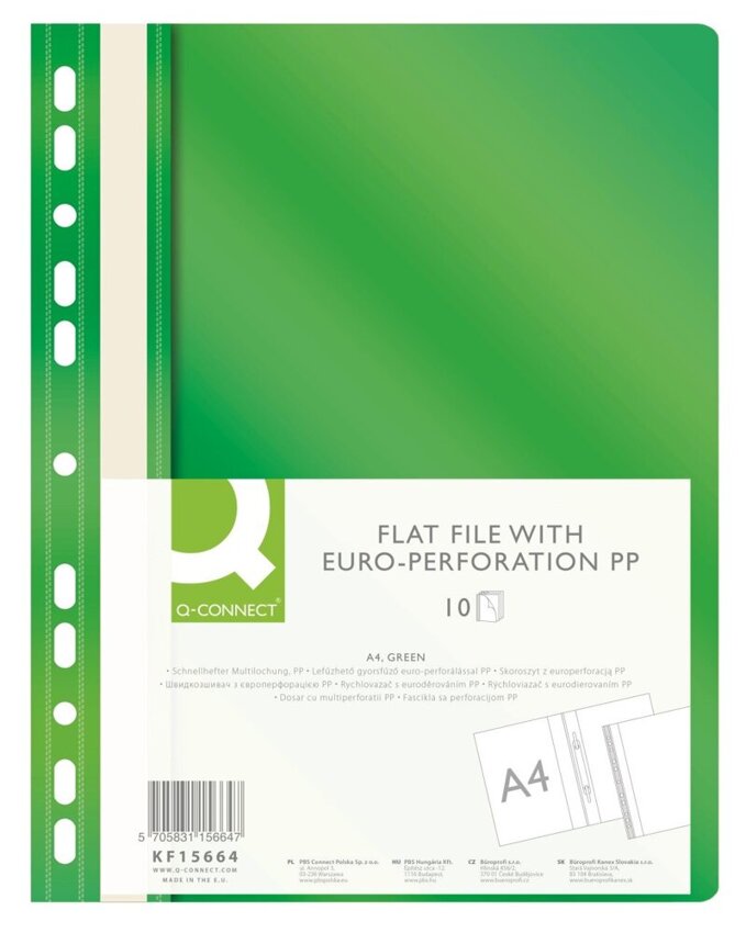 Skoroszyt A4 PP z Europ. A'10 Zielony /Q-Connect