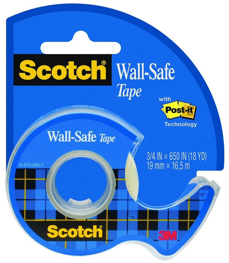 Taśma Klejąca Scotch Wall-Safe Bezpieczna Dla Ścian Na Podajniku 19Mm 165M Transparentna