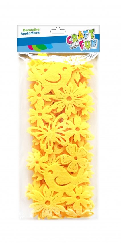 Taśma  dekoracyjna  filc Kwiaty żółte 7cm  /Craft With Fun 471484