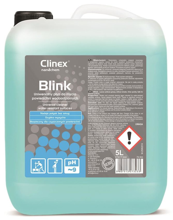 Uniwersalny Płyn Clinex Blink 77-644 5L Do Mycia Powierzchni Wodoodpornych