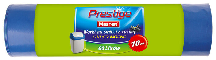 Worki Na Śmieci LDPE 60L A'10 Niebieskie z Taśmą Mocne Prestige /Master