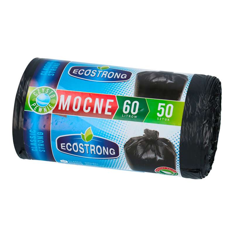 Worki Na Śmieci LDPE 60L A'50 Czarne Ecostrong /Sipeko