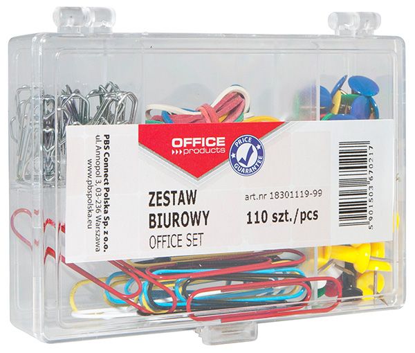 Zestaw Biurowy (Pinezki Gumki I Spinacze) Office Products Mix 110Szt.