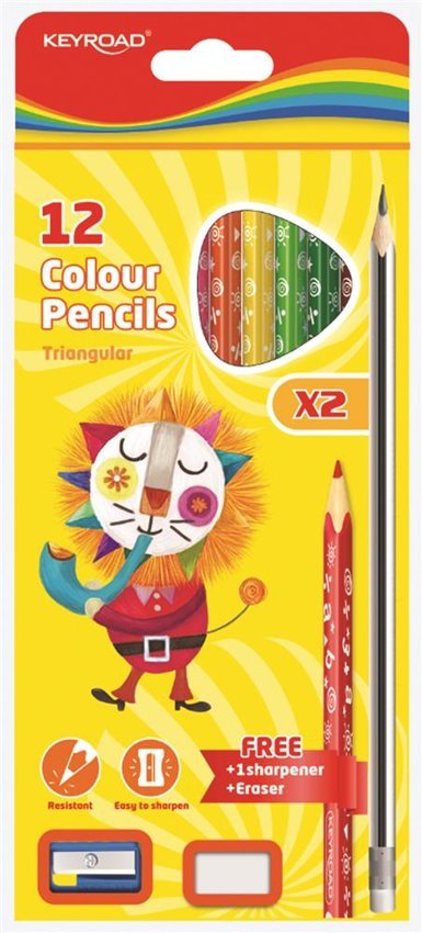 Zestaw Kredek Ołówkowych Keyroad Z Ołówkami Gumką I Temperówką Zawieszką Mix Kolorów