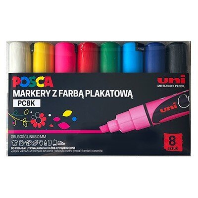 Zestaw Markerów z Farbą Plakatową Uni PC-8K Posca 8szt.