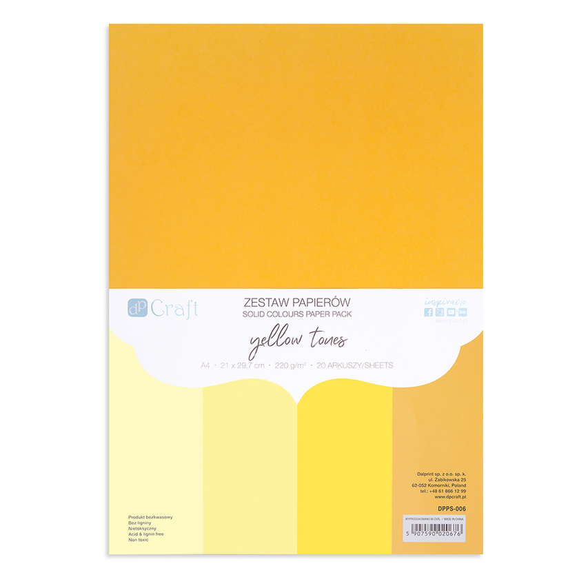 Zestaw Papierów 220G - Yellow Tones A4 20 Ark.  /DpCraft