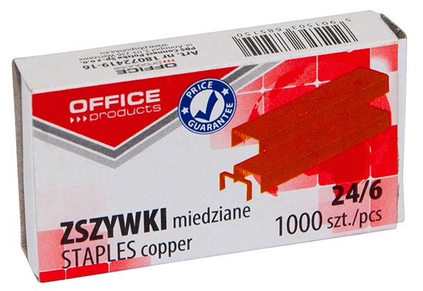 Zszywki Office Products Miedziane 24/6 1000Szt.