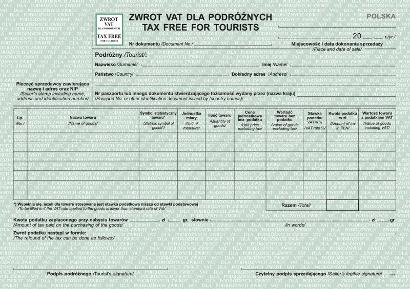 Zwrot VAT Dla Podróżnych Tax Free A4 Poziom 180-1U /MiP