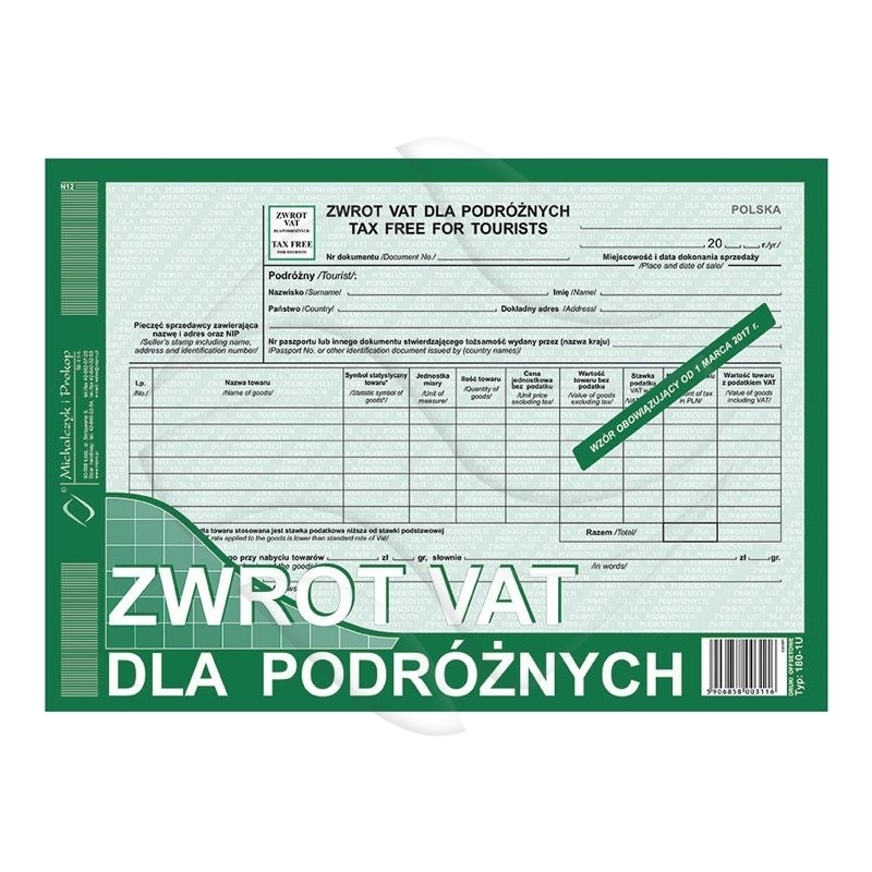 Zwrot Vat Dla Podróżnych A4 80k /MiP